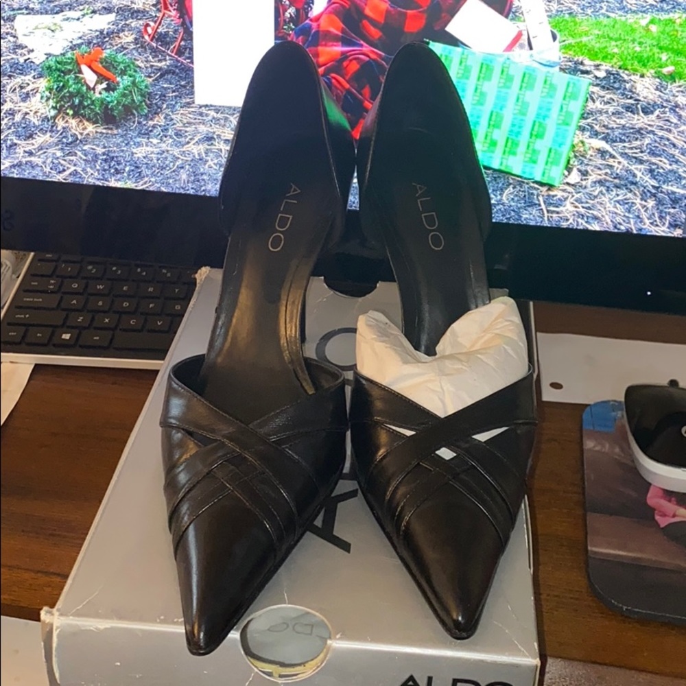 Black pointed heels